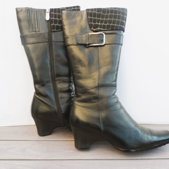 Winter genuine leather boots with sheepskin lining - Size 8 - Picture 2 of 14